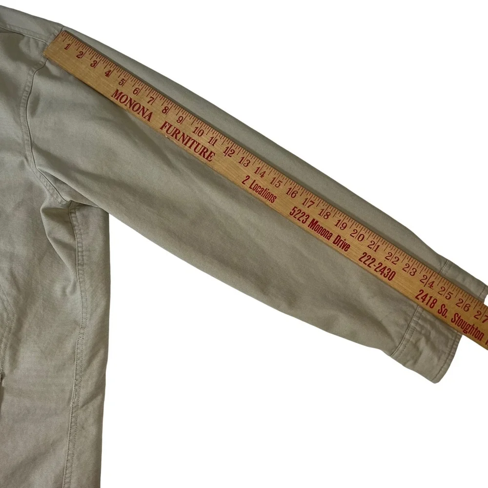 Lands End Mens XXL Barn Coat Canvas Field Jacket Khaki Plaid Removable Liner